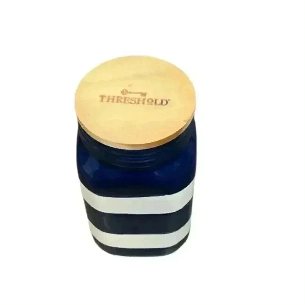 Threshold Glass Container Handmade Blue and White With Lid